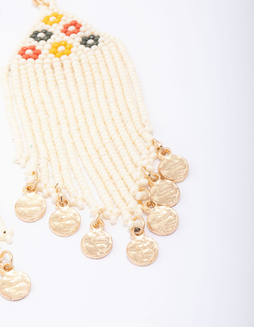 Gold Beaded Fringe Drop Earrings