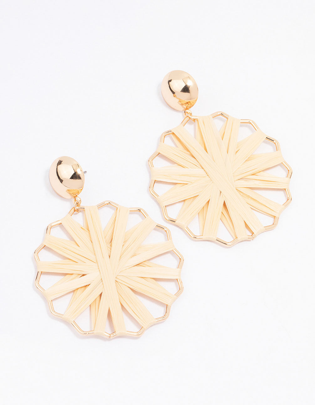 Gold Raffia Wrapped Drop Earrings