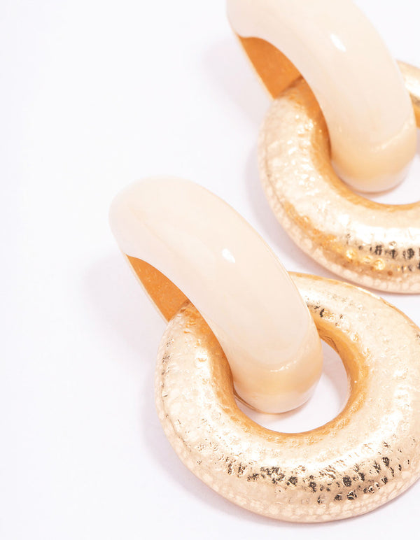 Gold Hammered Interlocking Statement Stud Earrings