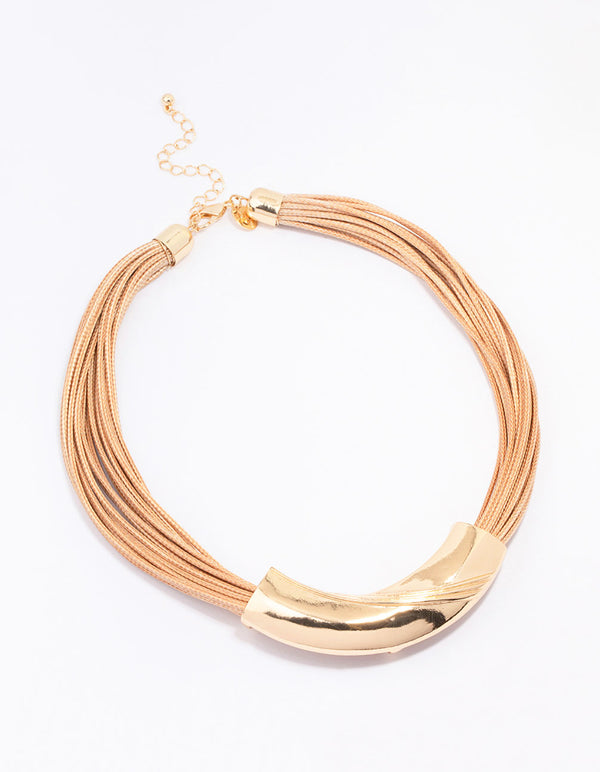 Gold Rope Textured Molten Statement Necklace