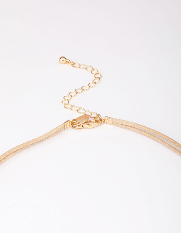Gold Raffia Round Necklace & Earrings Set