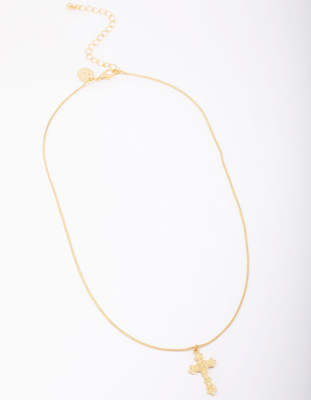 Gold Plated Round Snake Cross Chain Necklace