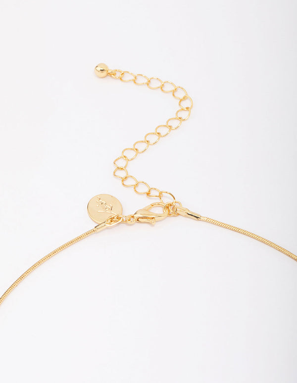 Gold Plated Round Snake Cross Chain Necklace