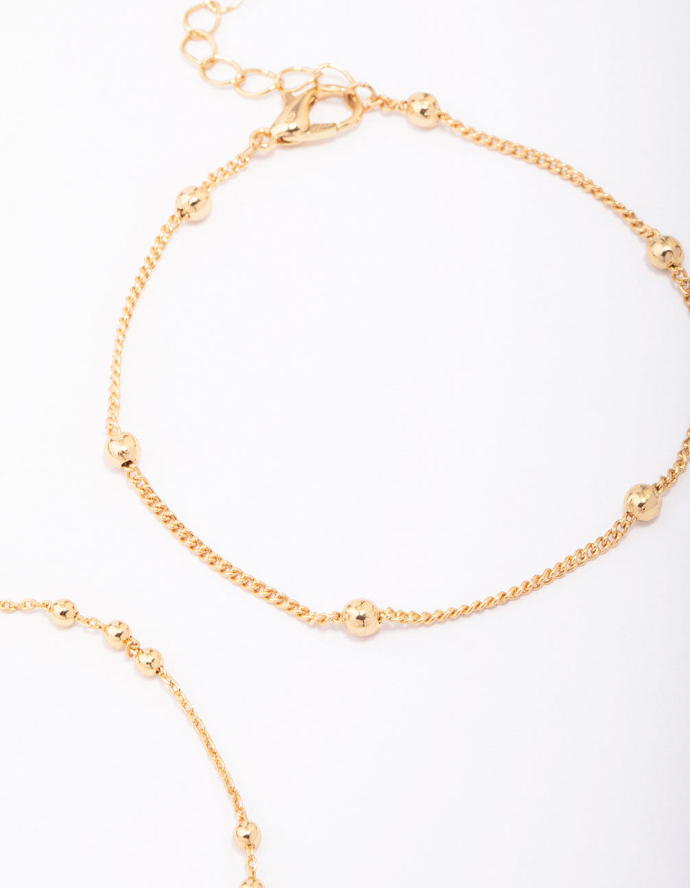 Gold Plated Station Ball & Freshwater Pearl Bracelets 2-Pack
