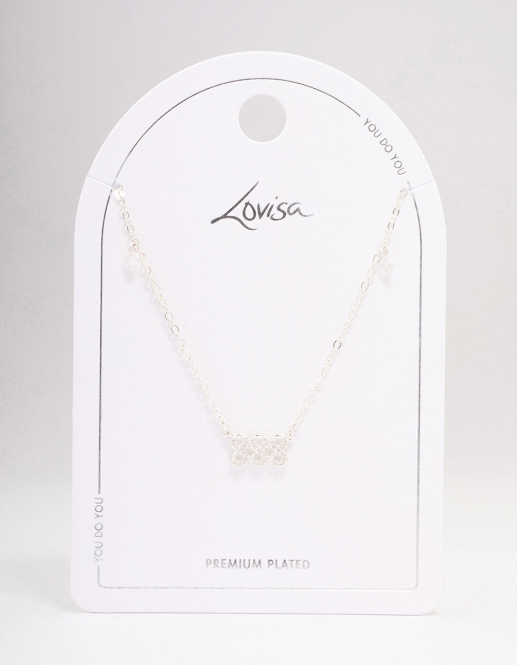 Silver Plated 888 Angel Number Cubic Zirconia Chain Necklace