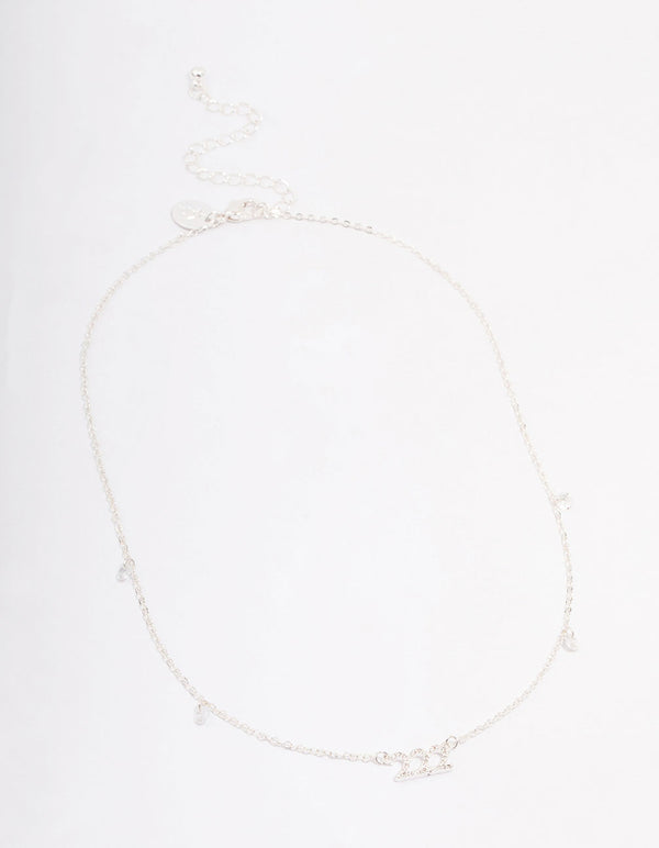 Silver Plated 222 Angel Number Cubic Zirconia Chain Necklace