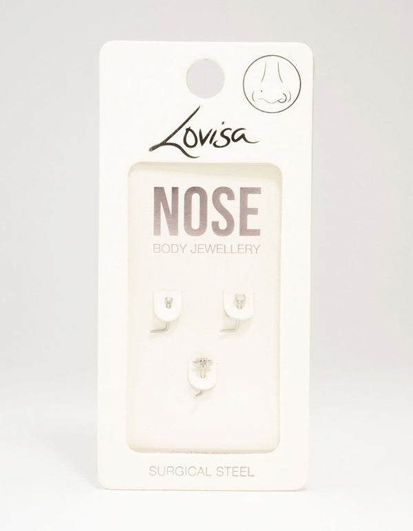 Surgical Steel Flower Nose Stud 3-Pack