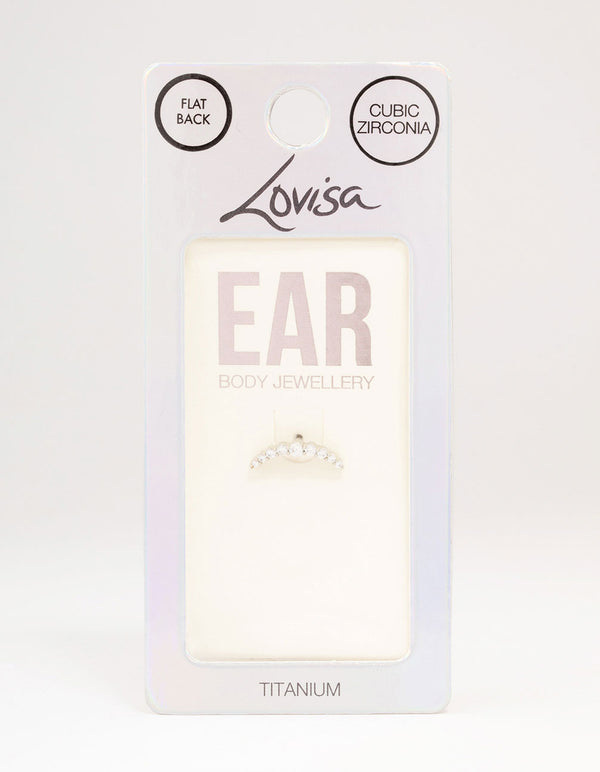 Titanium Cubic Zirconia Crawler Single Flat Back