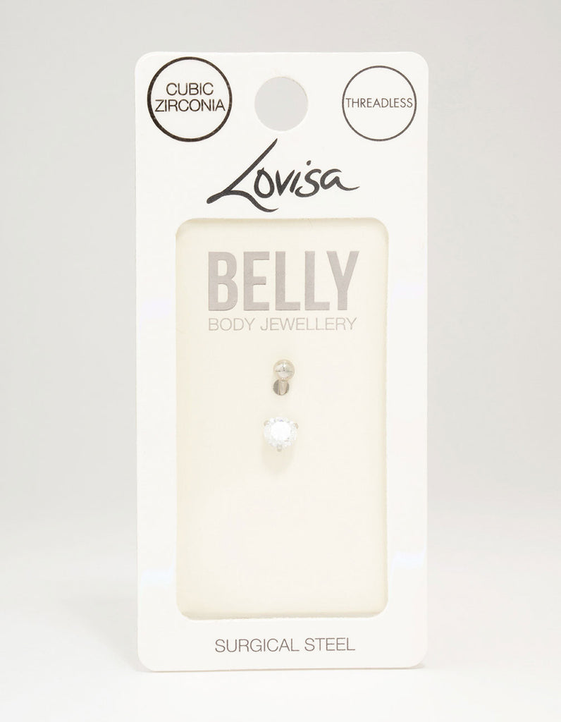 Surgical Steel Round Cubic Zirconia Mini Belly Piercing Lovisa