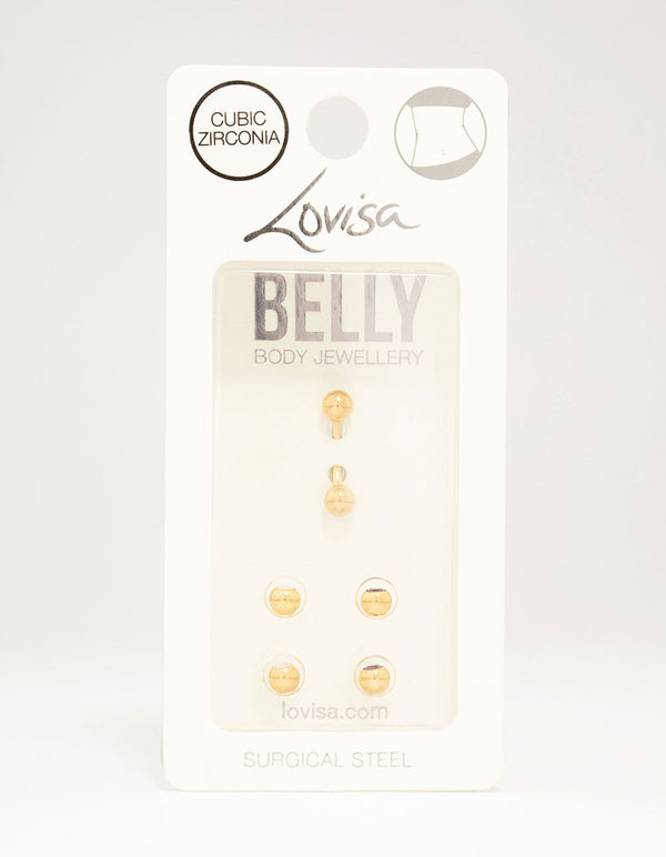 Gold Plated Surgical Steel Classic Interchangeable Belly Piercing Pack