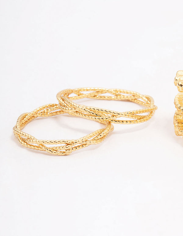 Gold Plated Trio Stone Woven Ring Pack