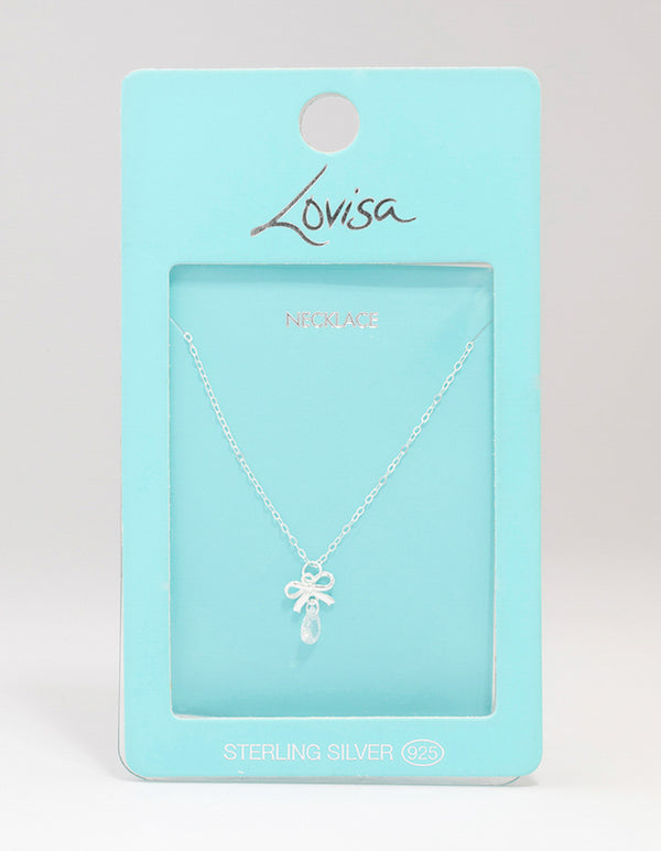 Sterling Silver Bow Pendant Necklace