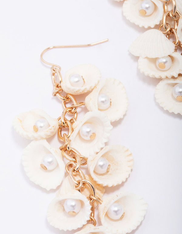 Gold Genuine Shell Drop Earrings