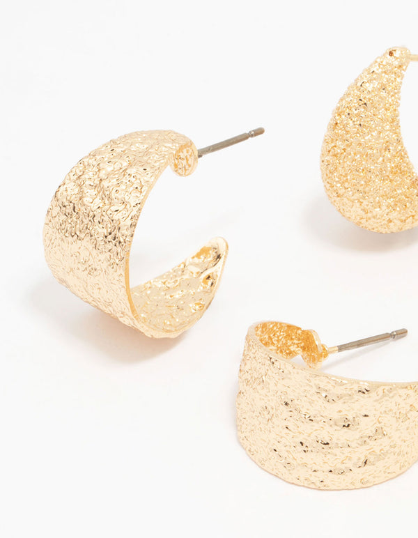 Gold Mixed Teardrop & Hoop Earring Pack