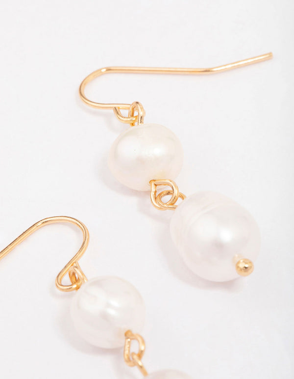 Gold Freshwater Pearl Drop Earrings