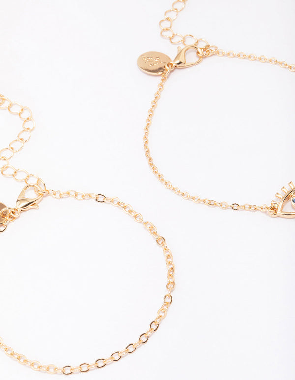 Gold Evil Eye Bracelet 3-Pack