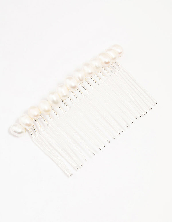 Silver Plated Classic Freshwater Pearl Hair Comb