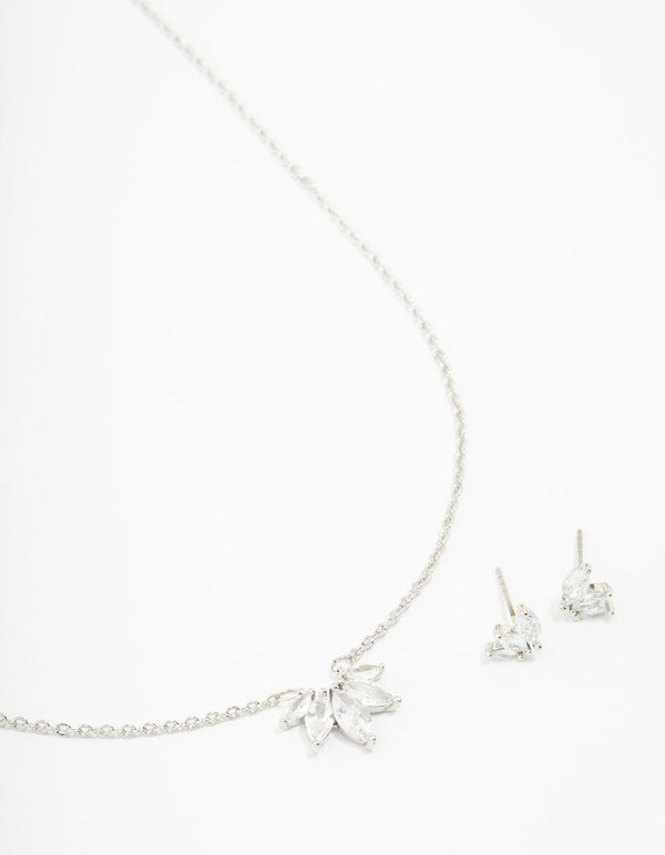 Silver Cubic Zirconia Marquise Jewellery Set