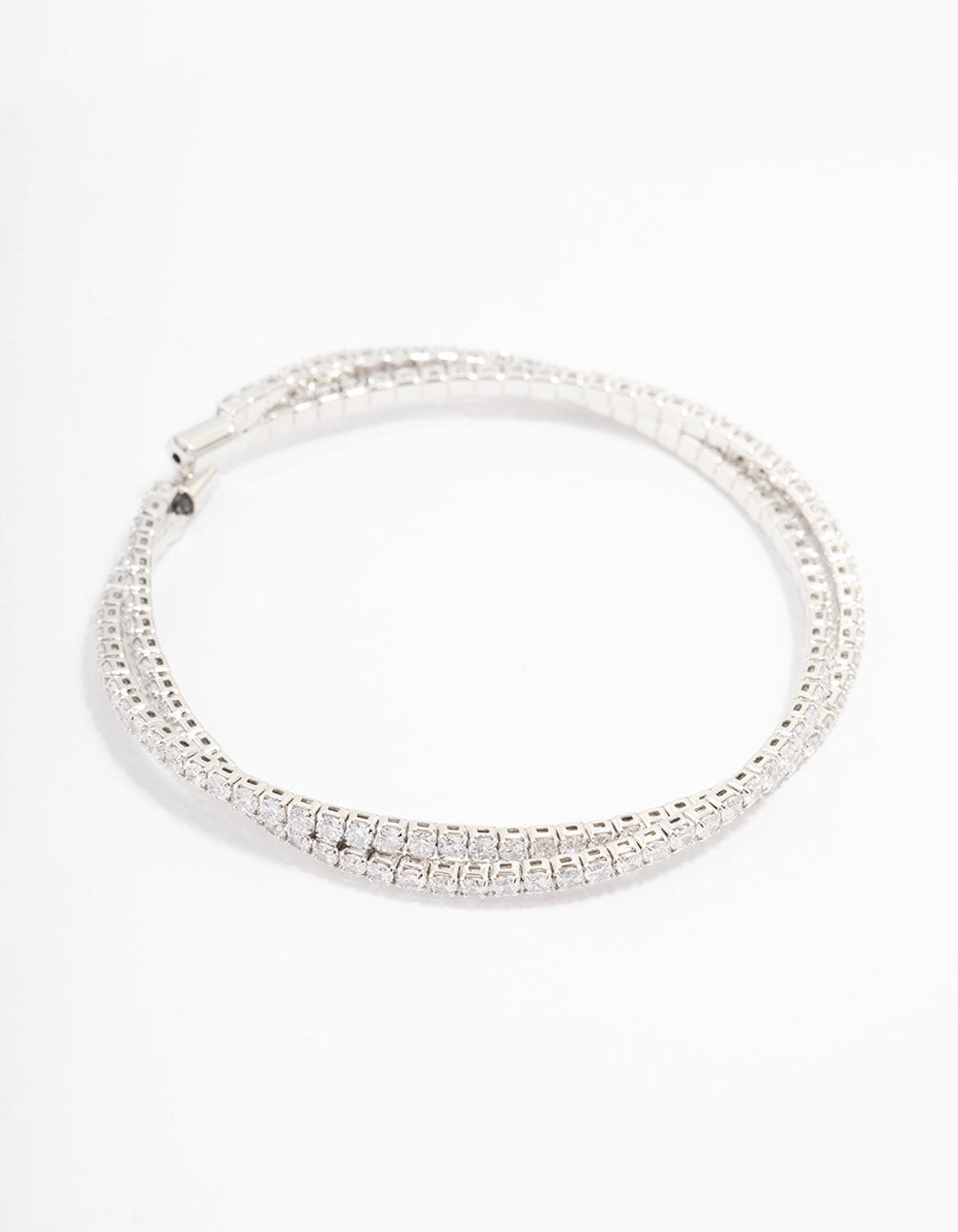 Silver Cubic Zirconia Twisted Wrist Cuff
