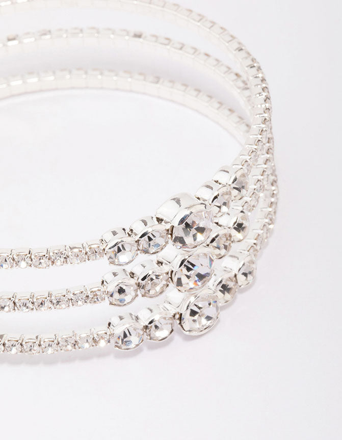Silver Diamante Open Wrist Cuff
