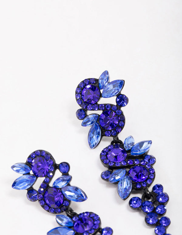 Blue Mixed Stone Drop Earrings