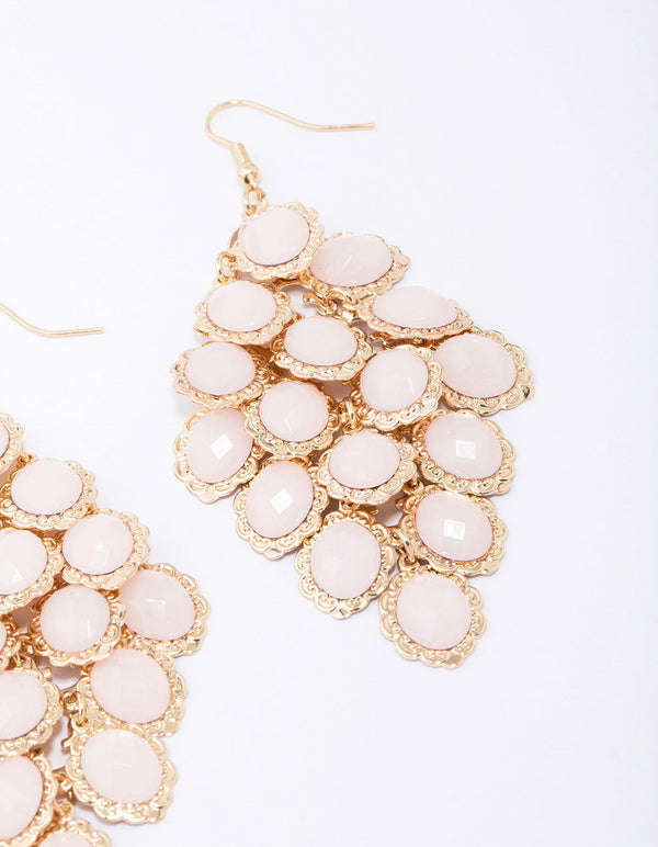 Gold Stone Scale Drop Earrings