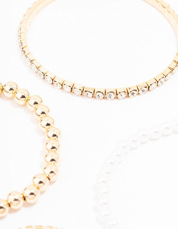 Gold Beaded Stretch Bracelet