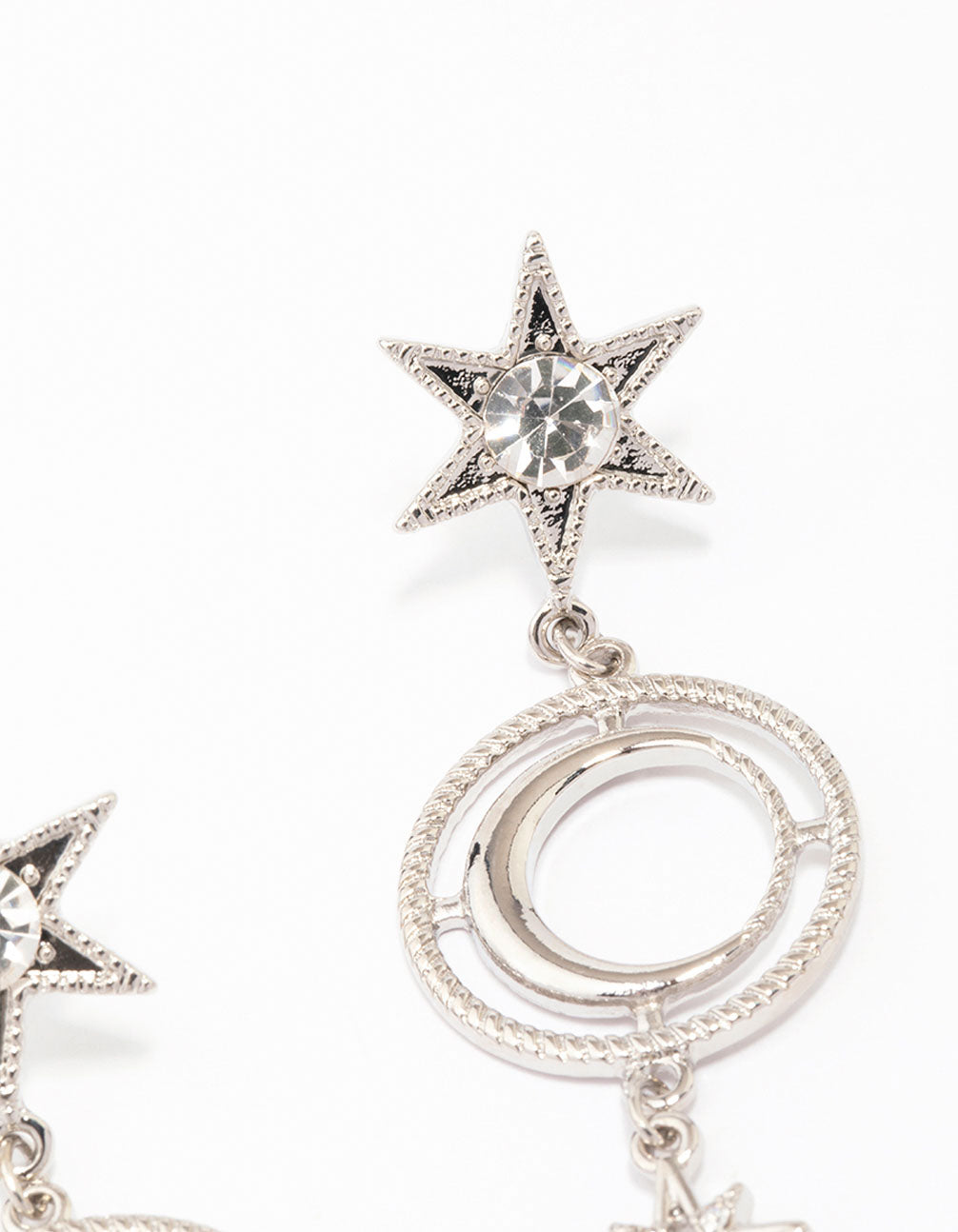 Silver Celestial Long Drop Earrings