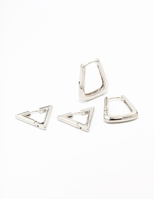 Silver Triangular Hoop Earring Pack