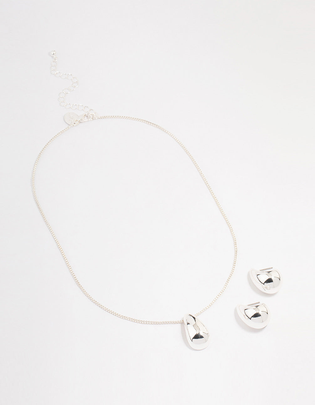 Silver Puffy Pear Jewellery Set