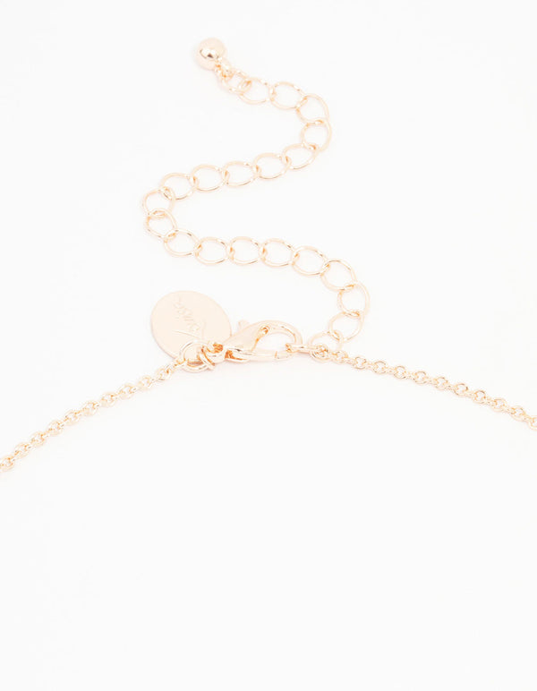 Rose Gold Bling Puffy Heart Necklace
