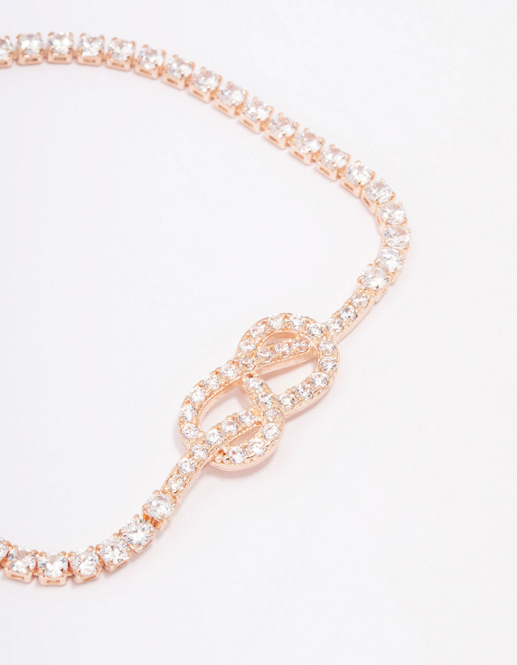 Rose Gold Cubic Zirconia Twisted Bracelet