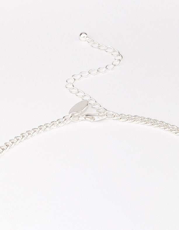 Silver Station & White Disc Necklace