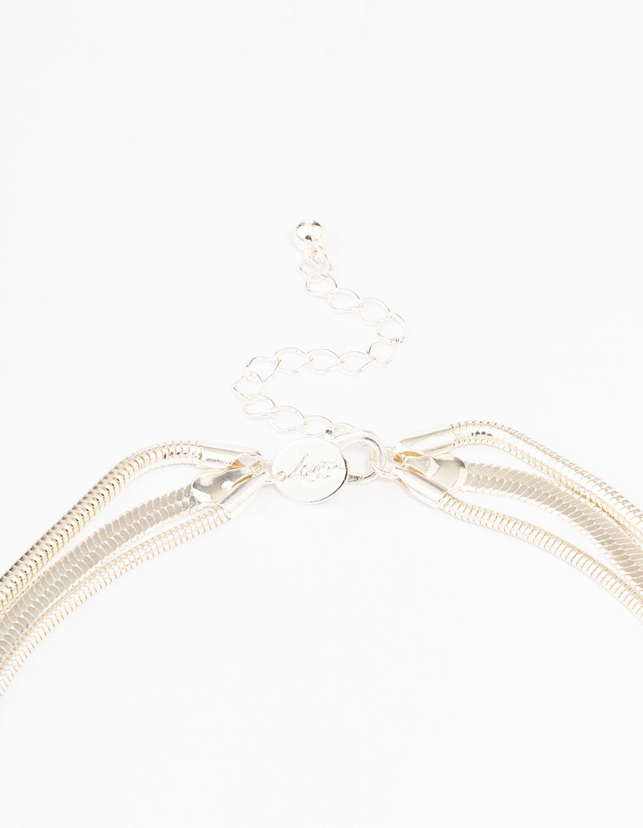 Silver Multi Row Necklace