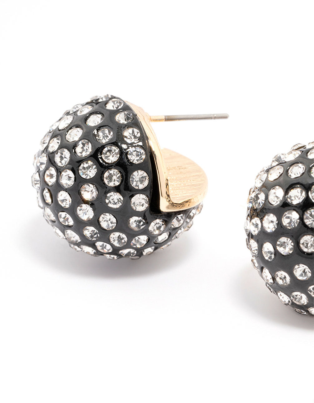 Gunmetal Pave Hook Stud Earrings