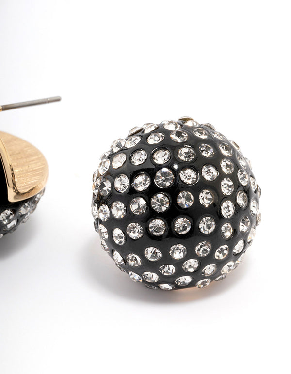 Gunmetal Pave Hook Stud Earrings