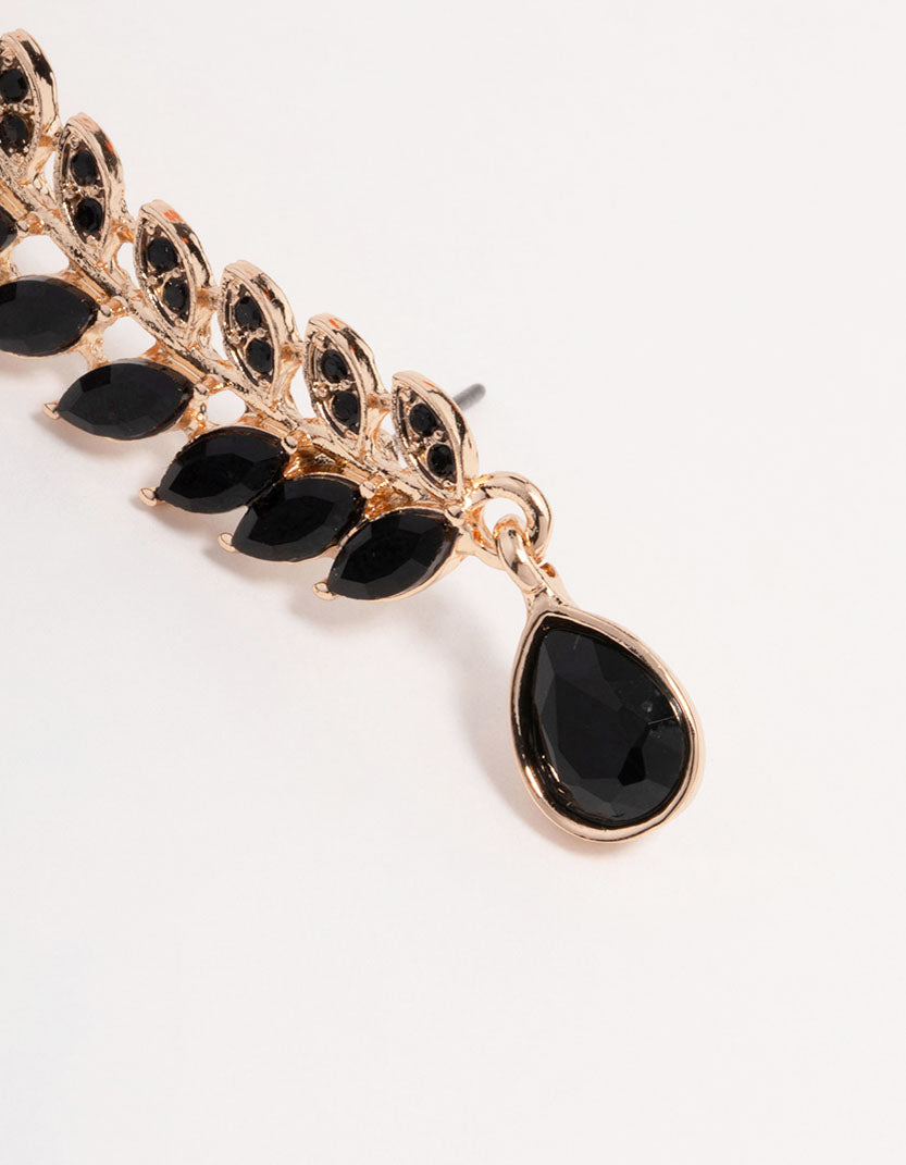 Gold Jet Stone Earring Cuff