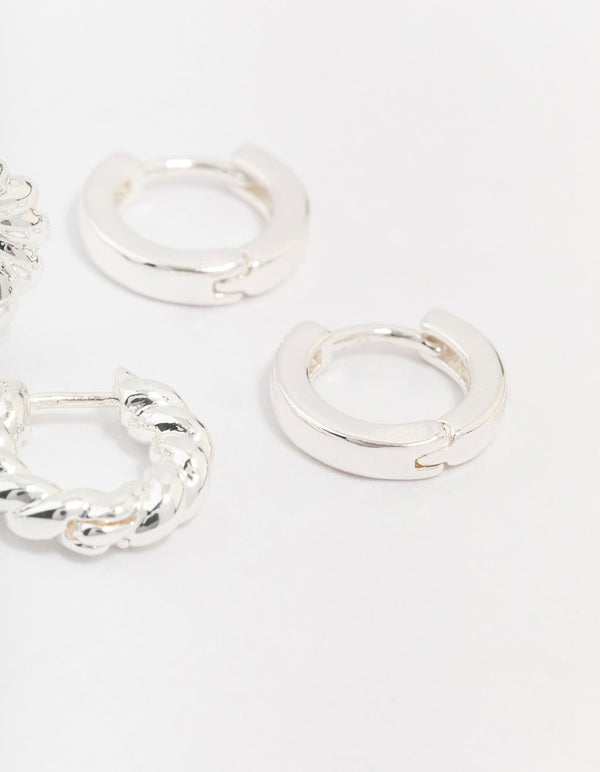 Silver Plated Brass Twisted Earring 3-Pack