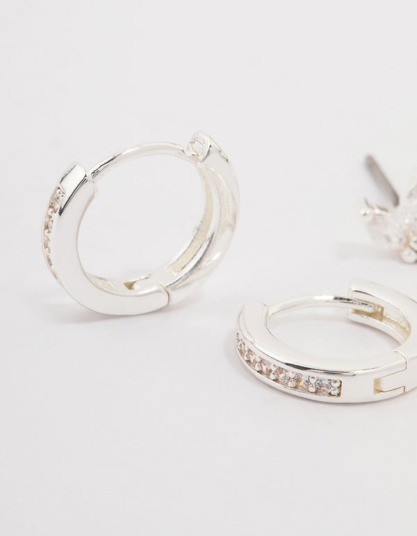 Silver Plated Brass Cubic Zirconia Marquise Earring 3-Pack