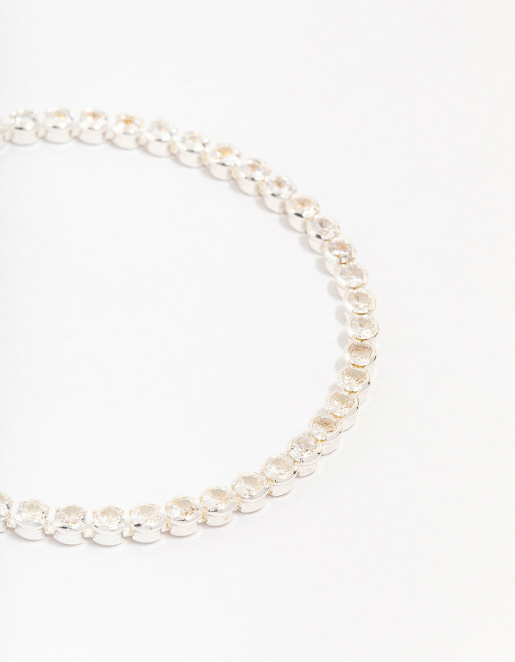 Silver Plated Brass Single Classic Tennis Bracelet