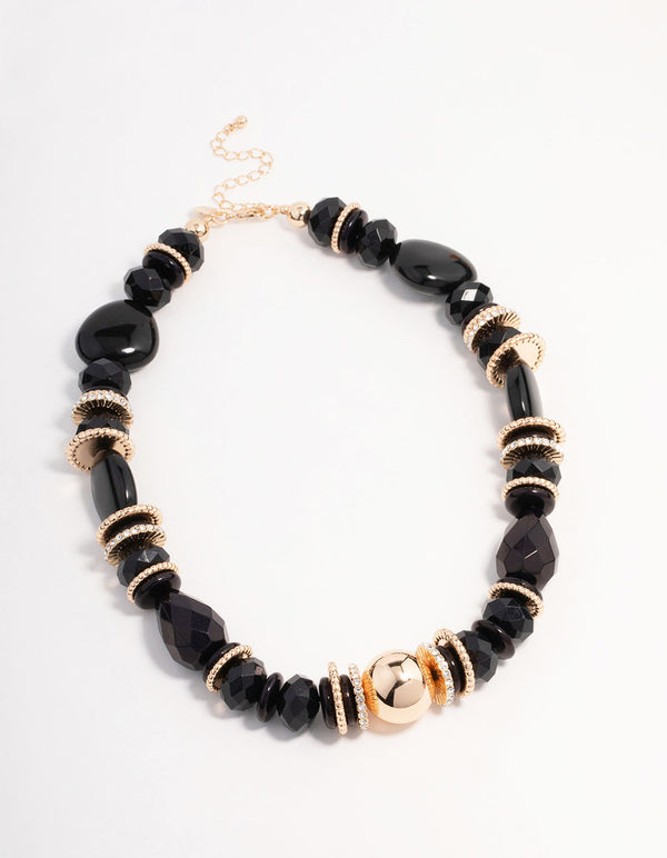 Beaded Black Statement Necklace