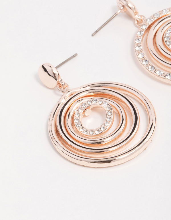 Rose Gold Circular Drop Earrings