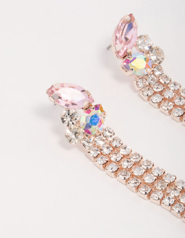 Rose Gold Butterfly Cupchain Drop Earrings