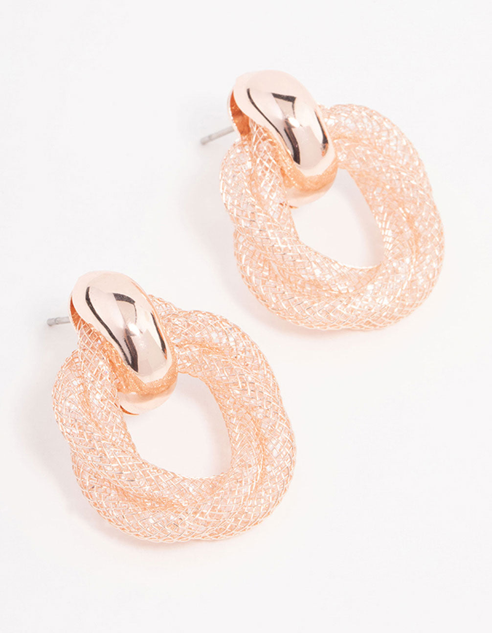 Rose Gold Chain Wrap Stud Earrings