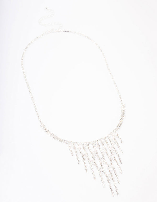 Silver Cubic Zirconia Drop Necklace
