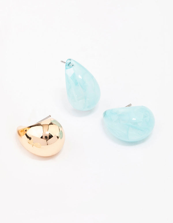 Gold Small Mixed Hoop Earrings 3-Pack