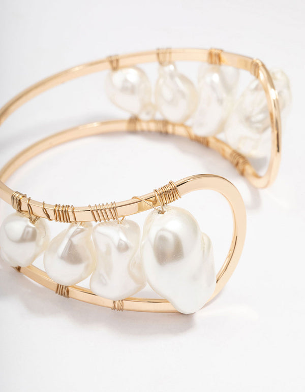 Gold Mixed Pearl Wrist Cuff