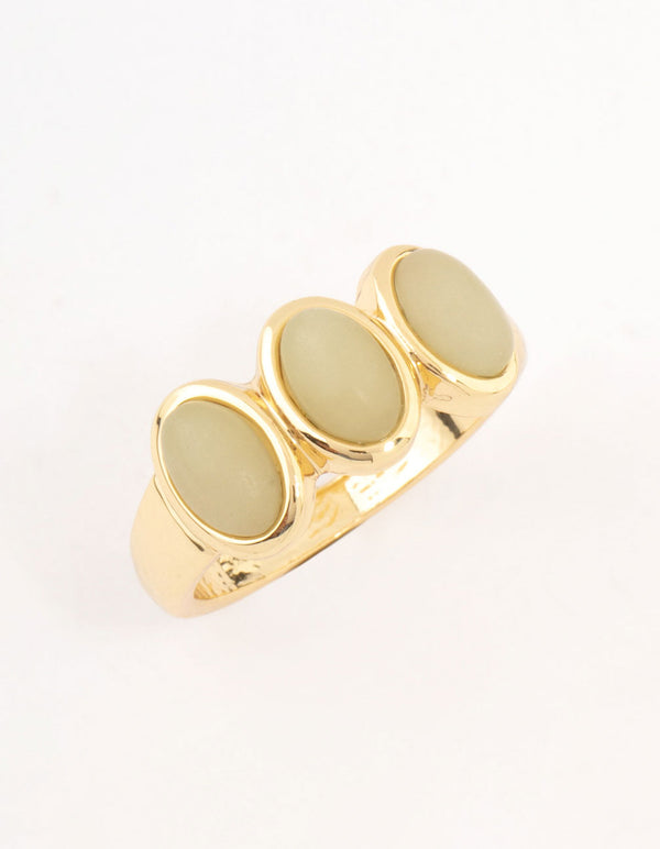 Gold Plated Trio Oval Stone Ring