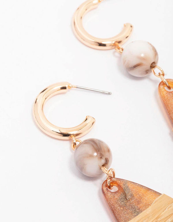 Gold Wrapped Stone Drop Earrings