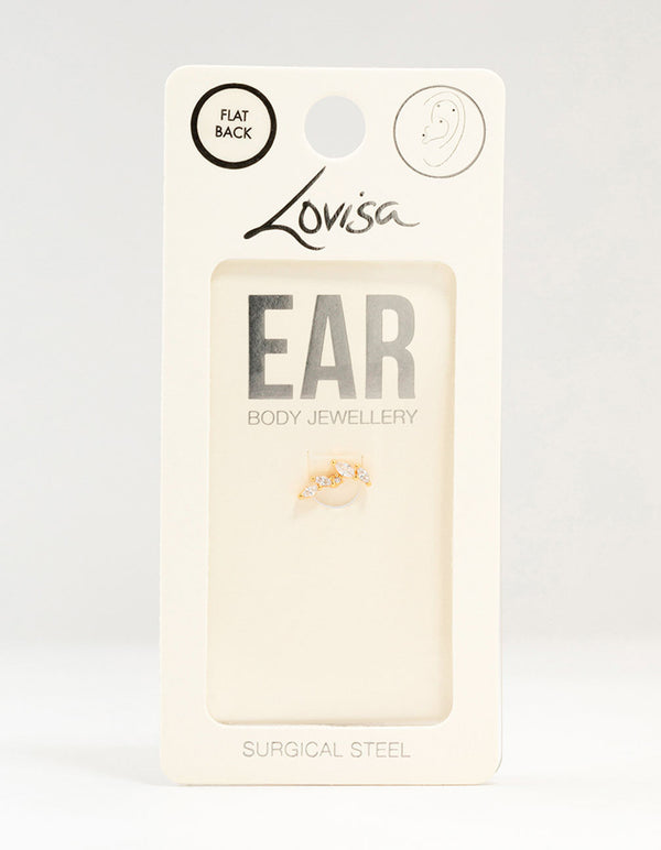 Gold Plated Surgical Steel Four Leaf Crawler Flat Back